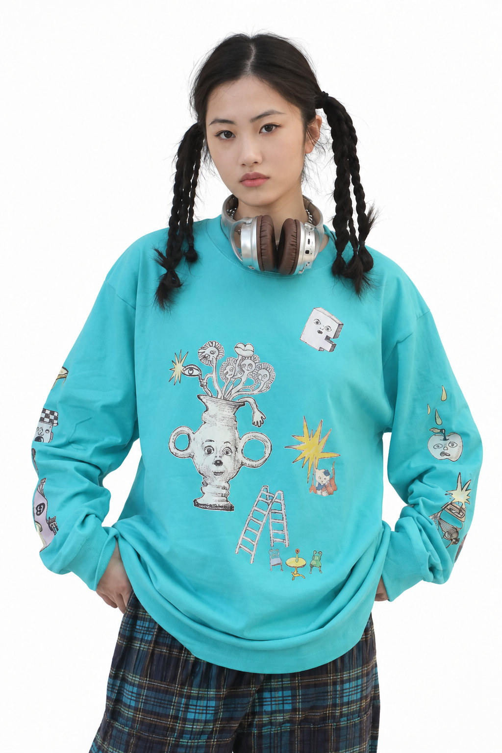 SENSATION Long-Sleeve Tee in Turquoise